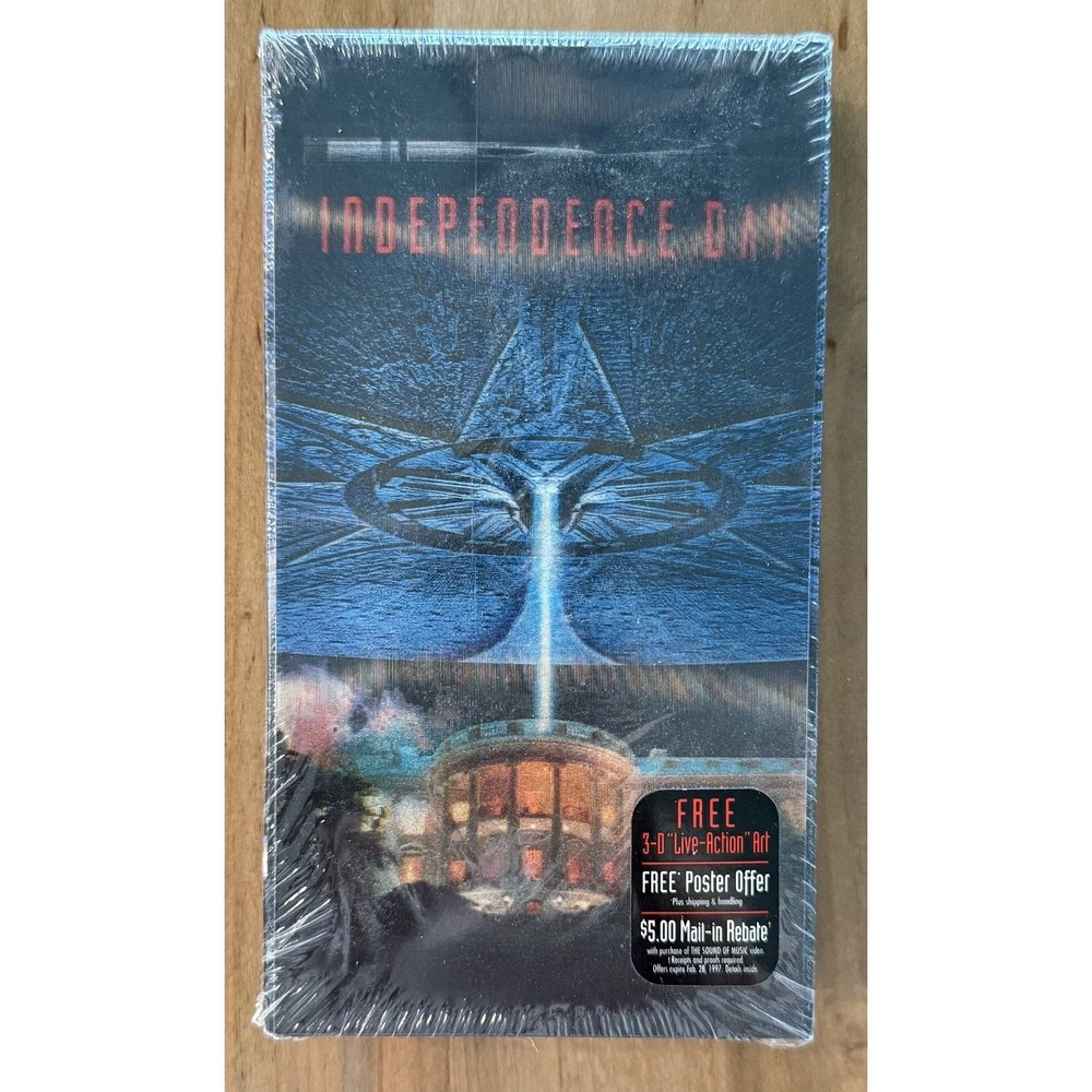 New/Sealed VHS Independence Day 3D Cover 1996 Blue FOX Watermark